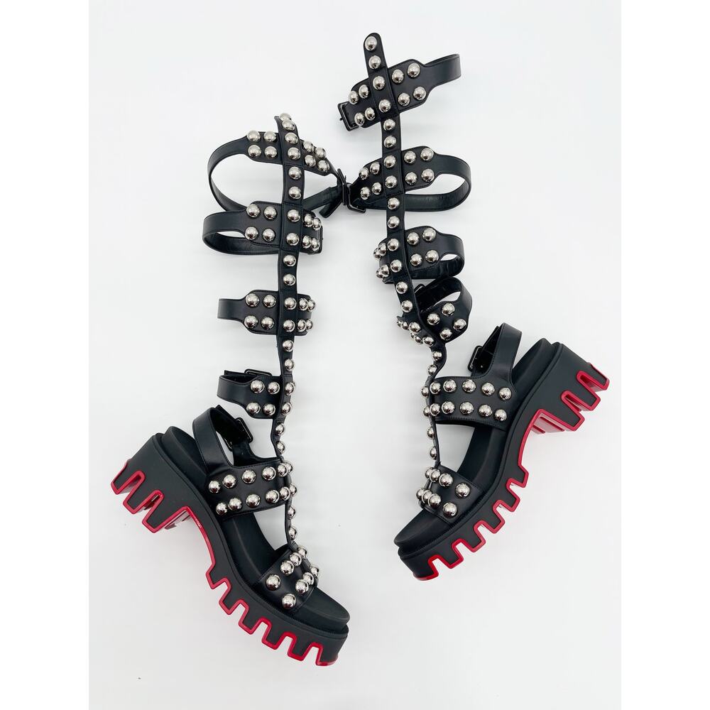 Christian Louboutin Gladiadune Black Studded Gladiator Lug Sole Sandals EU 36 - Picture 3 of 11